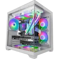 Mars Gaming Mc-view2 Microatx Microatx PC Case Double Tempered Glass Fan Frgb 120mm White