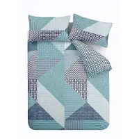 Catherine Lansfield Larsson Parure de lit King Size à Motifs géométriques - Entretien Facile, Bleu Sarcelle