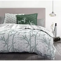 HOME LINGE PASSION | Housse de Couette - 3 Pièces | 100% Coton - 57 Fils | 2 Personnes - 220x240 cm | ONDINA Blanc Bleu