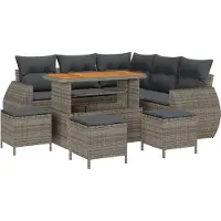 vidaXL Ensemble de canapé de jardin avec coussins avec mémoire 9 pcs Gris Poly-Rotin