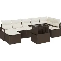 vidaXL Ensemble de canapé de jardin avec coussins 8 pcs brun et crème