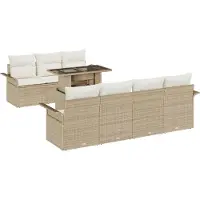 vidaXL Ensemble de canapé de jardin avec coussins avec mémoire 8 pcs Beige Poly Rattan