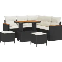 vidaXL Ensemble de canapé de jardin avec coussins 8 pcs noir poly rotin