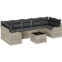 vidaXL Ensemble de canapés de jardin , 8 pièces, 7 places, gris clair et gris foncé