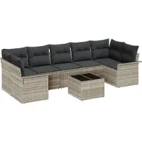 vidaXL Ensemble canapé de jardin 8 pcs gris clair et gris foncé Poly-Rotin