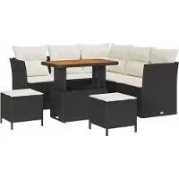 vidaXL Ensemble de canapés de jardin , 8 pièces, 5 places, noir et crème