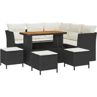 vidaXL Ensemble de canapés de jardin , 9 pièces, couleur noire et crème, capacité pour 5 personnes