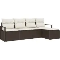 vidaXL Set de canapé 5 pcs Braun Poly-Rattan
