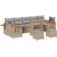 vidaXL Ensemble de canapé de jardin avec coussins 13 pcs Beige et gris clair Poly-Rotin