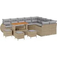 vidaXL Ensemble de canapés de jardin , 13 pièces, couleur beige et gris clair