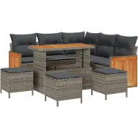 vidaXL Ensemble de canapé de jardin avec coussins 9 pcs Gris Poly-Rotin