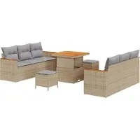 vidaXL Ensemble de canapé de jardin avec coussins 11 pcs Beige et gris clair Poly-Rotin