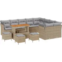 vidaXL Ensemble de canapé de jardin avec coussins 13 pcs Beige et gris clair
