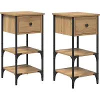 vidaXL Cabinet de Chevet 2 pcs chêne artisanal 34 x 36 x 70 cm