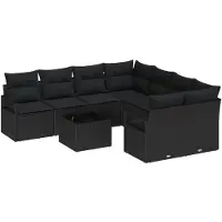 vidaXL Ensemble de canapés avec coussins, 9 pièces, en rotin synthétique noir