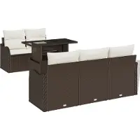 vidaXL Ensemble de canapés de jardin avec coussins, 6 pièces, en polyrotin marron