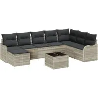 vidaXL Ensemble de canapés de jardin en rotin synthétique gris clair