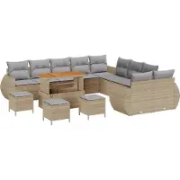 vidaXL Ensemble de salon de jardin , 14 pièces, 14 places, beige et gris clair