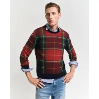 Gant pour homme. 8030223 Pull à carreaux rouge (M), Casuel, Laine