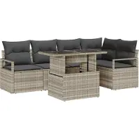 vidaXL Ensemble de canapé de jardin avec coussins 6 pcs Gris clair Poly-Rotin
