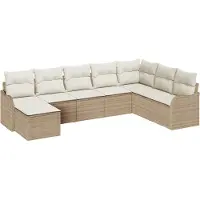 vidaXL Ensemble de canapés de jardin , 8 pièces, beige, en polyrotin