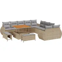 vidaXL Ensemble de canapé de jardin avec coussins 13 pcs Beige et gris clair