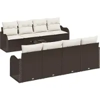 vidaXL Ensemble de canapés de jardin avec coussins et rangement, 9 pièces, marron et crème