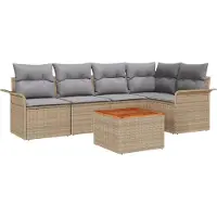 vidaXL Ensemble de canapés de jardin , 6 pièces, 5 places, beige et gris clair