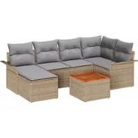 vidaXL Ensemble de canapé de jardin , 7 pièces, en polyrotin beige et gris clair