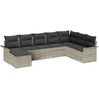 vidaXL Ensemble de canapé de jardin avec coussins 8 pcs gris clair Poly rotin