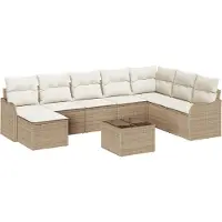 vidaXL Ensemble canapé de jardin beige en polyrotin
