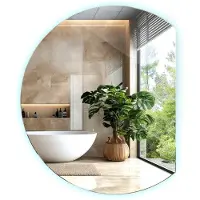 Tulup (63x70 cm) Miroir Rond Coupé Irrégulier Lumineux LED Blanc Froid Pour Couloir Chambre Et Salon