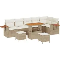vidaXL Ensemble de canapé de jardin avec coussins 11 pcs Beige et Crème Poly-Rotin