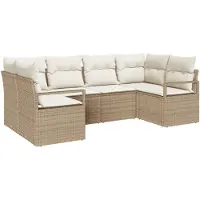 vidaXL Ensemble de canapés de jardin , 6 pièces, en résine tressée beige et blanche