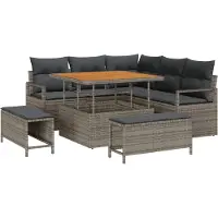 vidaXL Ensemble de salon de jardin , 8 pièces, 7 places, gris