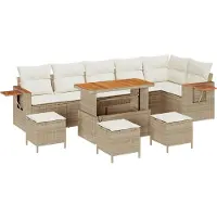 vidaXL Ensemble de canapés de jardin avec coussins (12 pièces), beige et crème, en polyrotin