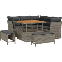 vidaXL Ensemble de canapé de jardin avec coussin avec mémoire 8 pcs Gris