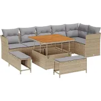 vidaXL Ensemble de canapé de jardin avec coussins 9 pcs Beige et gris clair