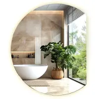 Tulup (74x90 cm) Miroir Rond Coupé Irrégulier Lumineux LED Blanc Neutre Pour Couloir Chambre Et Salon