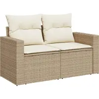 vidaXL Ensemble de canapé de jardin avec coussins 11 pcs Beige et Crème Poly-Rotin