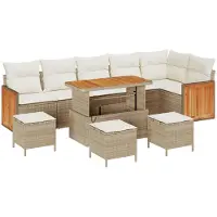 vidaXL Ensemble de canapé de jardin avec coussins 11 pcs Beige et Crème Poly-Rotin