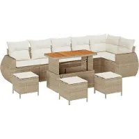 vidaXL Ensemble de canapés de jardin avec coussins (10 pièces), beige et crème, en rotin synthétique
