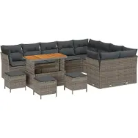 vidaXL Ensemble de canapé de jardin avec coussin avec mémoire 13 pcs Gris