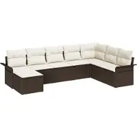 vidaXL Ensemble de canapé de jardin avec coussins avec mémoire 8 pcs brun poly rotin