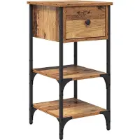 vidaXL Cabinet de Chevet avec tiroir Bois ancien 34 x 36 x 70 cm