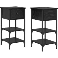 vidaXL Cabinet de Chevet avec tiroir 2 pcs Chêne noir 34 x 36 x 70 cm