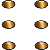 QAZQA Lot de 6 Spots Encastrables Modernes Noirs avec Intérieur Doré GU10 35mm IP44 - Dept