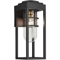 Kichler Elstead Hone Aussenwandleuchte E27 Strukturiertes Schwarz Glas klar IP44 Anti-Meerwasser (E27, IP44)
