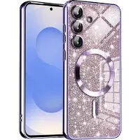 Techsuit - Luxury Glitter MagSafe - Samsung Galaxy S25 - Light Purple (Samsung Galaxy S25), Coque pour téléphone portable, Violet