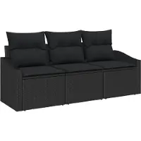 vidaXL Ensemble de 3 assises de jardin , en résine tressée noire